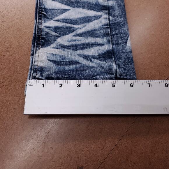 Evolution In Design Moto Jeans Slim Straight Leg Crinkle Acid Wash Men 38 Blue - Picture 8 of 11